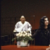 Actors (L-R) Lori Tan Chinn, B. D. Wong and John Lithgow in a scene from the Broadway play "M. Butterfly" WASHINGTON