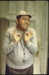 Actor Stubby Kaye in a scene from the Broadway musical "Good News" (New York)