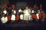 Actress Alice Faye (C) with cast members in a scene from the Broadway musical "Good News" (New York)