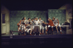 Actor Stubby Kaye (C) with cast members in a scene from the Broadway musical "Good News" (New York)