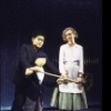 Actors (L-R) Keenan Kei Shimizu and Mary Shultz in a scene from the New York Shakespeare Festival production of the play "Gonza The Lancer" (New York)