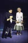 Actors (L-R) Keenan Kei Shimizu and Mary Shultz in a scene from the New York Shakespeare Festival production of the play "Gonza The Lancer" (New York)