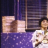 Actress Liz Larsen in a scene from the Broadway musical "Starmites" (New York)