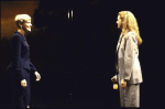 Actresses (L-R) Mary Beth Hurt and Blair Brown in a scene from the New York Shakespeare Festival production of the play "The Secret Rapture" (New York)