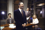 Actors (L-R) Patrick Breen, Ron Rifkin, Jon Tenney and Sarah Jessica Parker in a scene from the Lincoln Center Theatre production of the play "The Substance of Fire." (New York)