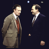 Actors (L-R) Daniel Gerroll and Zach Grenier in a scene from the Manhattan Theatre Club production of the play "Three Birds Alighting on a Field." (New York)