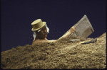 Actor George Voskovec  in a scene fr. the New York Shakespeare Festival's production of the play "Happy Days." (New York)