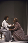 Actresses (L-R) Pamela Reed and Uta Hagen in a scene from the Roundabout Theatre's production of the play "Mrs. Warren's Profession." (New York)