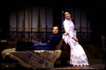 Actors Daniel Gerroll & Roma Downey in a scene fr. the Roundabout Theatre's production of the play "Arms And The Man." (New York)