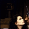 Actors Daniel Gerroll & Roma Downey in a scene fr. the Roundabout Theatre's production of the play "Arms And The Man." (New York)