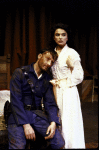 Actors Daniel Gerroll & Roma Downey in a scene fr. the Roundabout Theatre's production of the play "Arms And The Man." (New York)