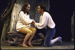 Actors Angela Sherrill and John Wittenbauer in a scene from the Roundabout Theatre's production of the play "The Tempest." (New York)