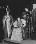 Actress Grayson Hall (C) and unidentified others in a scene from the Circle In The Square production of the play "The Balcony."