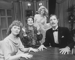 (L-R) Actors Judith Ivey, Geraldine Page, Blythe Danner and Richard Chamberlain in a scene from the Broadway revival of the play "Blithe Spirit"