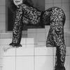 Actress Anita Morris wearing her famous lace bodysuit during a scene in the Broadway production of "Nine.".
