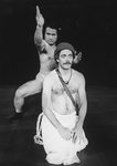 Bare-chested actor Raul Julia (R) in a scene from the NY Shakespeare Festival Central Park production of the play "The Tempest."