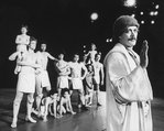 Actor Raul Julia (R) in a scene from the NY Shakespeare Festival Central Park production of the play "The Tempest"