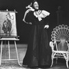 Actor Raul Julia wearing a dress in a scene from the Circle in the Square production of the musical "Where's Charley?"