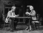 Married actors Jessica Tandy and Hume Cronyn in a scene from the Broadway production of the play "The Gin Game"