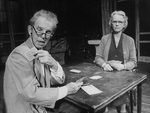 Married actors Jessica Tandy and Hume Cronyn in a scene from the Broadway production of the play "The Gin Game"