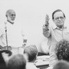 Composer Jule Styne (R) and director/choreographer Jerome Robbins (L) at a rehearsal of the Broadway musical "Jerome Robbins' Broadway.".