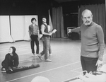 Director Harold Prince (R) rehearsing a scene from the Broadway production of the musical "Pacific Overtures."