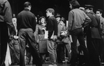 Director Jerry Zaks (C) and choreographer Christopher Chadman (2L, back to camera) with cast incl. Nathan Lane (L) and Josie DeGuzman (3L) during a rehearsal of the Broadway revival of the musical "Guys And Dolls.".