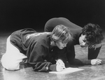 Choreographer Twyla Tharp (L) going over notes with a dancer.