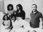 Director/choreographer Michael Bennett (R) working with actresses (L-R) Terry Burrell, Sheryl Lee Ralph, Loretta Devine and Jennifer Holliday during a rehearsal of the Broadway musical "Dreamgirls.".