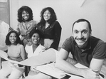 Director/choreographer Michael Bennett (R) working with actresses (L-R) Terry Burrell, Sheryl Lee Ralph, Loretta Devine and Jennifer Holliday during a rehearsal of the Broadway musical "Dreamgirls.".