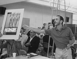 Director/choreographer Michael Bennett showing the show poster during a rehearsal of the Broadway musical "Dreamgirls.".