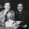 Director Michael Bennett and actress Sada Thompson taking a break during a rehearsal for the Broadway production of the play "Twigs."