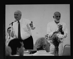 (L-R) Producer Gerald Schoenfeld and director-choreographer Jerome Robbins at a rehearsal of the Broadway production of the musical "Jerome Robbins' Broadway.".