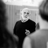 Director/choreographer Jerome Robbins speaking to dancers during a rehearsal of the Broadway production of the musical "Jerome Robbins' Broadway.".