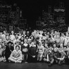 Director Jerome Robbins (F/C) with cast of the Broadway musical "Jerome Robbins' Broadway," incl. (T/3L) Scott Wise, (2ND 3L) Faith Prince, (2ND C) Jason Alexander, (F/ 6R) Debbie Shapiro, (F/4R) Charlotte D'Amboise, (F/3R) Robert La Fosse and Jack Nosewort. hy (F/R).