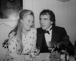 Actress Meryl Streep and producer Joe Papp celebrating after he made his cabaret debut at the Ballroom.