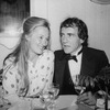 Actress Meryl Streep and producer Joe Papp celebrating after he made his cabaret debut at the Ballroom.