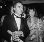 Producer Joseph Papp and actress/director Lee Grant on the way to the opening night party for the play "A Private View" which she directed at his NY Shakespeare Festival.