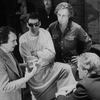 (L-R) Producer Joseph Papp, actor Ron Leibman, playwright John Guare and actor William Atherton conferring during a rehearsal of the NY Shakespeare Festival production of the play "Rich And Famous"