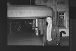 Producer Joseph Papp standing outside the Shubert Theatre where his musical "A Chorus Line" has become Broadway's longest running show.