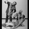 Director Vinnette Carroll (L) with unidentified actors during a reherasal for the Broadway production of the musical "Your Arms Too Short To Box With God.".