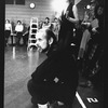 Director/choreographer Bob Fosse looking at unsen dancers during a rehearsal for the Broadway production of the musical "Dancin'.".
