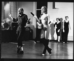 Director/choreographer Bob Fosse (L) rehearsing a number with dancer Sandahl Bergman from the Broadway production of the musical "Dancin'.".