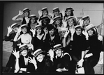 Director/choreographer Bob Fosse (C) surrounded by the cast of the Broadway production of the musical "Dancin'" incl. Christopher Chadman (2ND ROW L), Sandahl Bergman (2ND ROW C), Ann Reinking (BOTTOM ROW C) and Wayne Cilento (BOTTOM ROW R).