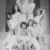 Director/choreographer Tommy Tune (C) hugging actor Cameron Johann with actresses (L-R) Louise Eideken, Shelly Burch, Taina Elg, Liliane Montevecchi, Anita Morris and unidentified others on the set of the Broadway production of the musical "Nine".