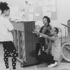 Director/playwright George C. Wolfe (R) working with an unidentified actress and accompanist during a rehearsal for the Broadway production of the musical "Jelly's Last Jam.".