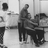 Director/playwright George C. Wolfe (C) working with Gregory Hines and an unidentified actress during a rehearsal for the Broadway production of the musical "Jelly's Last Jam.".