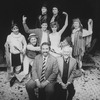 (FRONT L-R) Composer Harvey Schmidt and lyricist Tom Jones with the cast of the Off-Broadway production of the musical "The Fantastiks."