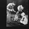 Director Geoffrey Holder working onstage with (L-R) actresses Clarice Talor and Stephanie Mills during a rehearsal of the Broadway production of the musical "The Wiz.".