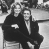 Actors Lauren Bacall and Harry Guardino taking a break in rehearsing the Broadway production of the musical "Woman Of The Year.".